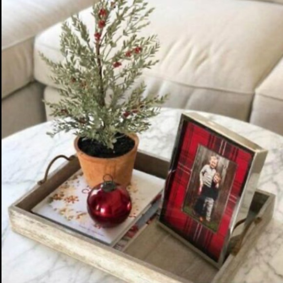 Pottery Barn Accents Pottery Barn Lynbrook Red Plaid 4x6 Silver